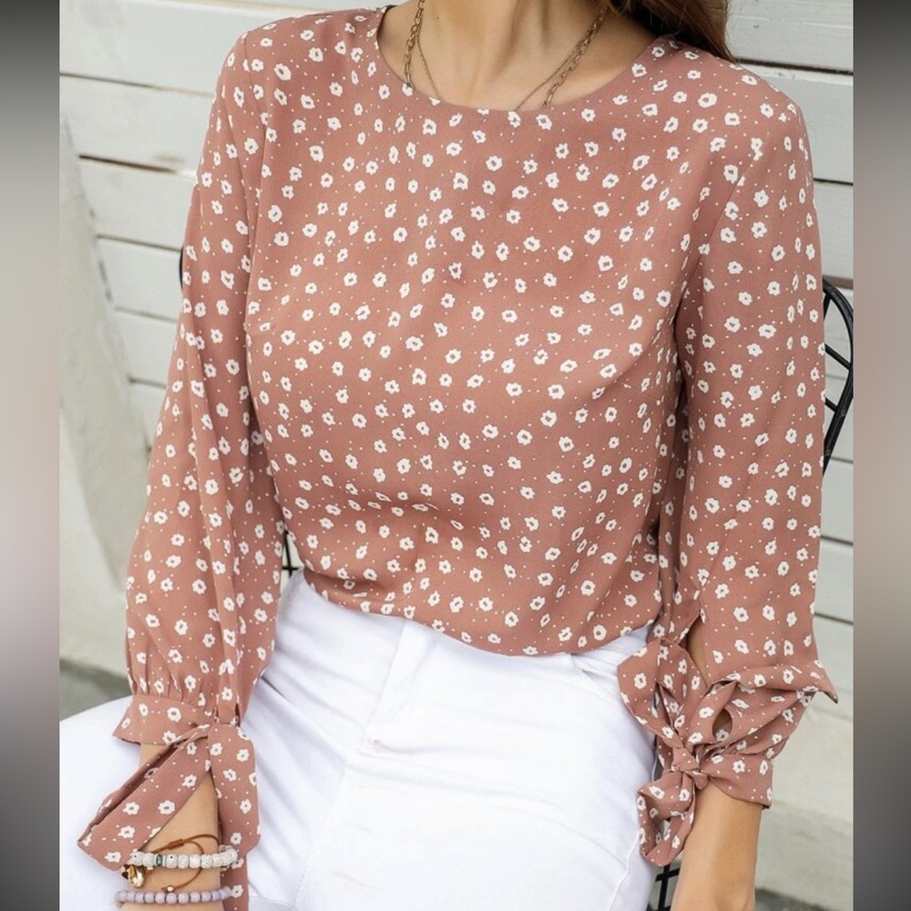 NEW SHEIN Pink Ruffled Puff Sleeve Blouse - Picture 3 of 9